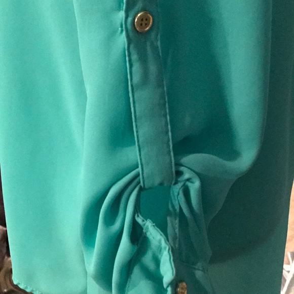 Mint Blue Button Up Blouse - Picture 3 of 4
